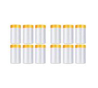 ISTOVO Paquete de 12 Cintas y Cortinas, PelíCula de Enmascarar Pregrabada de 1,8 X 62,3 Pies para Cubrir Pintura de AutomóViles, PelíCula Preadhesiva de PláStico