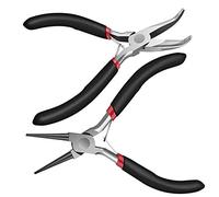 ISTOVO Paquete de 2 Alicates de Punta de Cadena Doblada y Alicates de Punta Redonda para Manualidades y Reparaciones, Suministros para Hacer Joyas