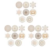 ISTOVO Paquete de 24 Letrero de Pared de Madera de 14 cm Posavasos con Forma de Flor de Posavasos de Bricolaje de Arte de Pared de Madera Geometría para Hacer Manualidades