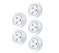 ISTOVO Paquete de 5 LED LáMpara de Prensa InaláMbrica con Pilas y BateríA Luces de Seguridad de Empuje Adhesivas para Pasillo Cocina Dormitorio Cuarto de BañO Armarios, Plata