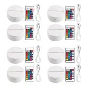 ISTOVO Paquete de 8 Bases de LáMpara de Luz LED de Noche 3D + Control Remoto + Cable USB, Soporte de ExhibicióN de Luz de 16 Colores para AcríLico Color