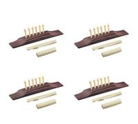ISTOVO Pasadores de Puente de 24 Piezas/Sillín/Tuerca Puntos de Abulón para Guitarra Acústica - Rojo + Marrón Rojizo