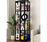 iSunirm Estantería giratoria, estantería de Esquina, estantería giratoria de Madera con rotación de 360°, estantería de pie Estrecha con Organizador Giratorio para Espacios pequeños, Color Negro.