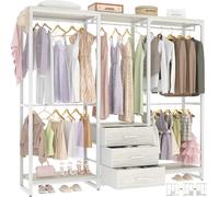 iSunirm Perchero Burro Ropa,Perchero,Armario Abierto,Estructura de Metal, Barra de Colgar, para Dormitorio, Salón, Entrada,Organizador Grande para Ropa,165 x 39 x 190 cm,Roble Negro