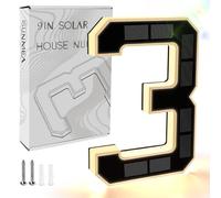 ISUNMEA Números de Casa Solares Iluminados de 9 Pulgadas para Exteriores, Señales de Números de Dirección LED Impermeables que se Iluminan para Casas, Números de Casa Modernos para Exteriores Grandes