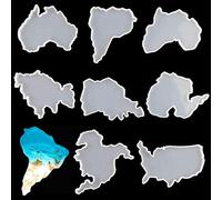 iSuperb 8 piezas Coaster Resina Moldes Bandeja Creative World Map Moldes de Silicona para Resina, Moldes de Posavasos de Siete Continentes para DIY Coaster Tapete de Tazón