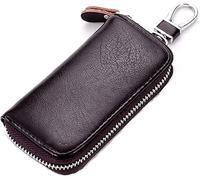 iSuperb - Estuche de Llaves Familia Cartera de Llavero Piel Llave de Moto Coche y Unas Pequenas Organizador de Llaves Portallaves con Cremallera (Color Café)