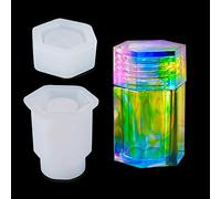 iSuperb Molde de Epoxi de Botella con Tapa Moldes de Resina de Silicona Frascos Pequeños Resina Epoxi Moldes para Botellas Pequeñas para Almacenamiento de Accesorios de Joyería (Molde de Hexagonal)