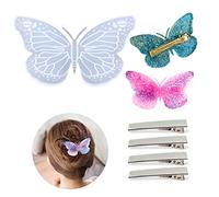 iSuperb Moldes de resina de mariposa para el cabello, moldes epoxi con aligátor plateado, moldes de silicona para hacer joyas, mujeres, decoración de dijes (moldes de mariposa + 4 piezas de cilp)