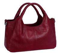 Iswee Women's Genuine Leather Handbag, Medium Satchel Shoulder Bag, Crossbody Hobo Purse with Pockets (Wine)