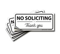 iSYFIX No Soliciting Signs Pegatinas para casa y negocio Paquete de 4 7 x 3 pulgadas Vinilo autoadhesivo premium laminado para mxima resiste