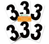 iSYFIX Pegatinas de vinilo negro con números 3 (tres) - Paquete de 6 calcomanías de 1.5 pulgadas - Calcomanías de alta calidad, fondo blanco y preespaciadas para buzón, carteles, ventanas, puertas, coches, camiones, hogar, negocios, dirección, interior y exterior