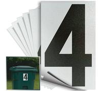 iSYFIX Pegatinas de vinilo negro con números 4 (cuatro) - Paquete de 6 calcomanías de 5 pulgadas - Calcomanías de alta calidad, fondo blanco y preespaciadas para buzón, carteles, ventanas, puertas, coches, camiones, hogar, negocios, dirección, interior y exterior