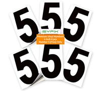 iSYFIX Pegatinas de vinilo negro con números 5 (cinco) - Paquete de 6 calcomanías de 4 pulgadas - Calcomanías de alta calidad, fondo blanco y preespaciadas para buzón, carteles, ventanas, puertas, coches, camiones, hogar, negocios, dirección, interior y exterior