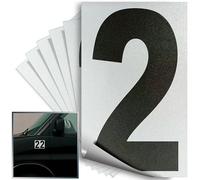 iSYFIX Pegatinas de vinilo negro número 2 (dos), paquete de 6 calcomanías de 4 pulgadas, calcomanías de alta calidad, fondo reflectante y preespaciadas para buzón, carteles, ventanas, puertas, coches, camiones, hogar, negocios, dirección, interior y exterior