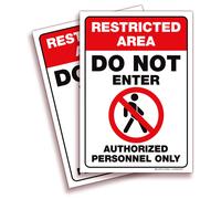 iSYFIX Pegatinas para letreros de rea restringida, no ingresar solo al personal autorizado, paquete de 2, 7 x 10 pulgadas, vinilo autoadhesivo p