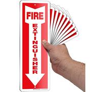 iSYFIX Señales de aluminio para extintor de incendios, paquete de 10 unidades, 4 x 12 pulgadas, laminadas para una máxima resistencia a los rayos UV y a la decoloración, interiores y exteriores, para