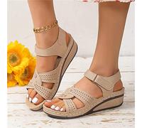 ISZI Sandalias de Cuña para Mujer Punta Abierta Moda Ortopedicas Comodas Sandalias Plataforma de Verano Zapatos de Playa Hebilla Antideslizante,Amarillo,EU40/US8