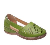 ISZI Sandalias Plataforma Mujer Verano Sandalias Cuña Comodas Cuero Punta Cerrada Zapatos Cuero PU con Hueca Ortopédicas Plataforma Moda Sandalia,Verde,EU37/US6
