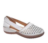 ISZI Sandalias Plataforma Mujer Verano Sandalias Cuña Comodas Cuero Punta Cerrada Zapatos Cuero PU con Hueca Ortopédicas Plataforma Moda Sandalia,Blanco,EU35/US4.5