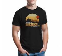 It Horror Movie Welcome to Derry Stephen King - Camiseta de Cuello Redondo para Hombre, Gris, M