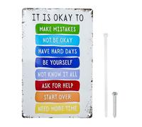 “IT IS OKAY TO” Póster motivacional metálico pósteres de aluminio resistente al óxido pósteres motivacionales decoración pared póster motivacional para niños adecuado aulas bares oficinas y interiores