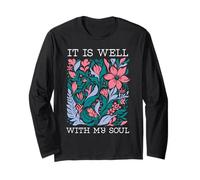 It Is Well with My Soul Christian Fun Retro Vintage Floral Manga Larga