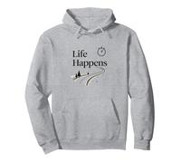 It Is What It Is: Life Happens - Cita Motivacional Sudadera con Capucha, Unisex para Adultos, Gris Jaspeado, XXL
