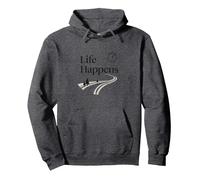 It Is What It Is: Life Happens - Cita Motivacional Sudadera con Capucha, Unisex para Adultos, Jaspeado Oscuro, M