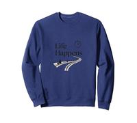 It Is What It Is: Life Happens - Cita Motivacional Sudadera, Unisex para Adultos, Azul Marino, L
