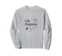 It Is What It Is: Life Happens - Cita Motivacional Sudadera, Unisex para Adultos, Gris Jaspeado, XL