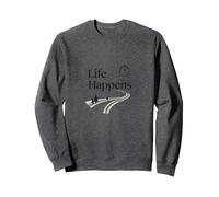 It Is What It Is: Life Happens - Cita Motivacional Sudadera, Unisex para Adultos, Jaspeado Oscuro, L