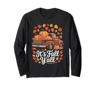 It’S Fall Y’All Camion Vintage Calabaza Cuadro Búfalo Otoño Manga Larga
