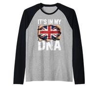 It’s In My DNA British Roots UK Flag Heritage United Kingdom Camiseta Manga Raglan