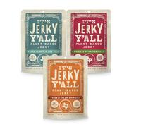 It’s Jerky Y’all Pack Jerky Vegetal 3 Sabores - Snack de Soja Proteico Vegano en Sabores Prickly Pear Chipotle, Black Pepper & Sea Salt y Prickly Pear Teriyaki - Vegano, Sin Gluten, Non-GMO