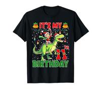 It’s My 11th Birthday Xmas Elf Riding Dinosaur Christmas Camiseta