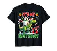 It’s My 11th Birthday Xmas Snowman Riding Dinosaur Christmas Camiseta
