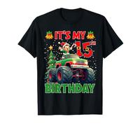 It’s My 15th Birthday Xmas Elf Monster Truck Christmas Kids Camiseta