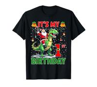 It’s My 1st Birthday Xmas Santa Riding Dinosaur Christmas Camiseta