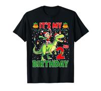 It’s My 2nd Birthday Xmas Elf Riding Dinosaur Christmas Kids Camiseta