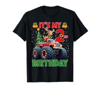 It’s My 2nd Birthday Xmas Reindeer Monster Truck Christmas Camiseta