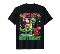 It’s My 2nd Birthday Xmas Santa Riding Dinosaur Christmas Camiseta
