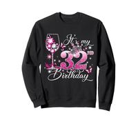 It’s My 32nd Birthday Pink 32 Years Old Birthday Queen Sudadera