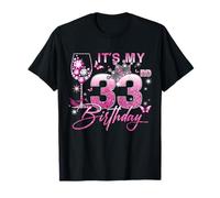It’s My 33rd Birthday Pink 33 Years Old Birthday Queen Camiseta