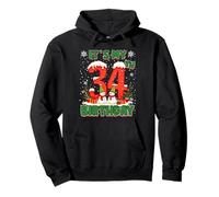 It’s My 34th Birthday Christmas Snowman 34 Year Old Xmas Sudadera con Capucha