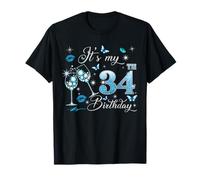 It’s My 34th Birthday Pink 34 Years Old Birthday Queen Party Camiseta
