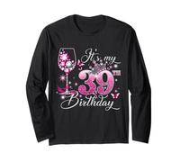 It’s My 39th Birthday Pink 39 Years Old Birthday Queen Manga Larga