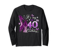 It’s My 40th Birthday Pink 40 Years Old Birthday Queen Party Manga Larga