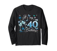 It’s My 40th Birthday Pink 40 Years Old Birthday Queen Party Manga Larga