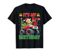 It’s My 4th Birthday Xmas Cat Monster Truck Christmas Kids Camiseta